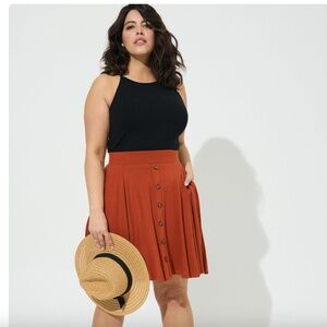 Torrid Mini Super Soft Button Up Skater Skirt in Picante Orange Size 0X